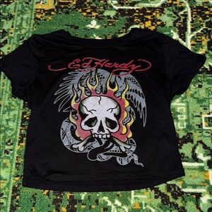Ed Hardy Black Graphic Crop Top
